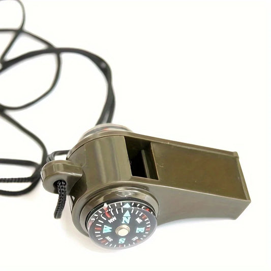 3-in-1 Emergency Survival Whistle with Compass Thermometer For Camping Hiking Outdoor Adventures Durable Metal Construction