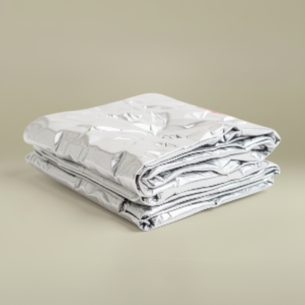 Couverture thermique de survie - Fond beige vert
