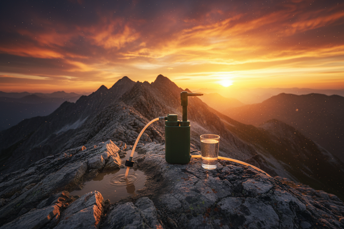 Filtre à eau - scène épique en montagne